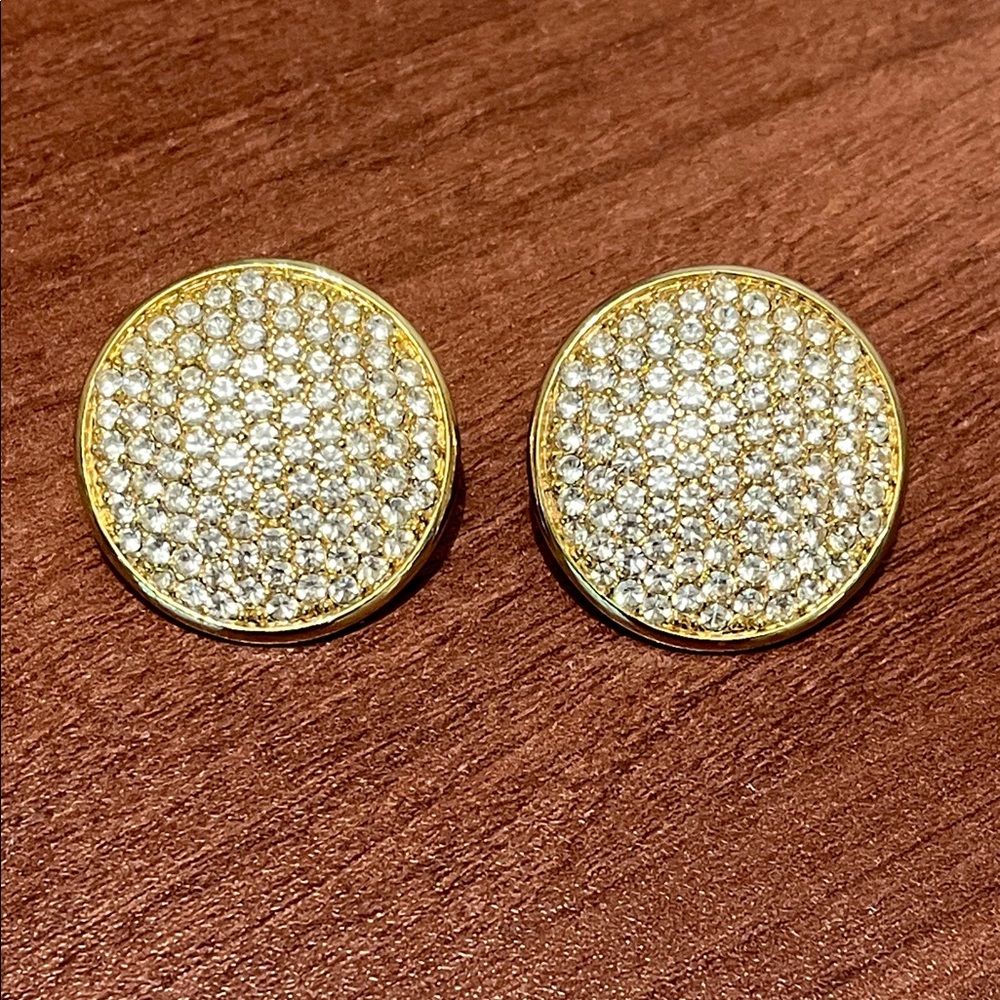 Vintage Gold and Crystal Post Earrings